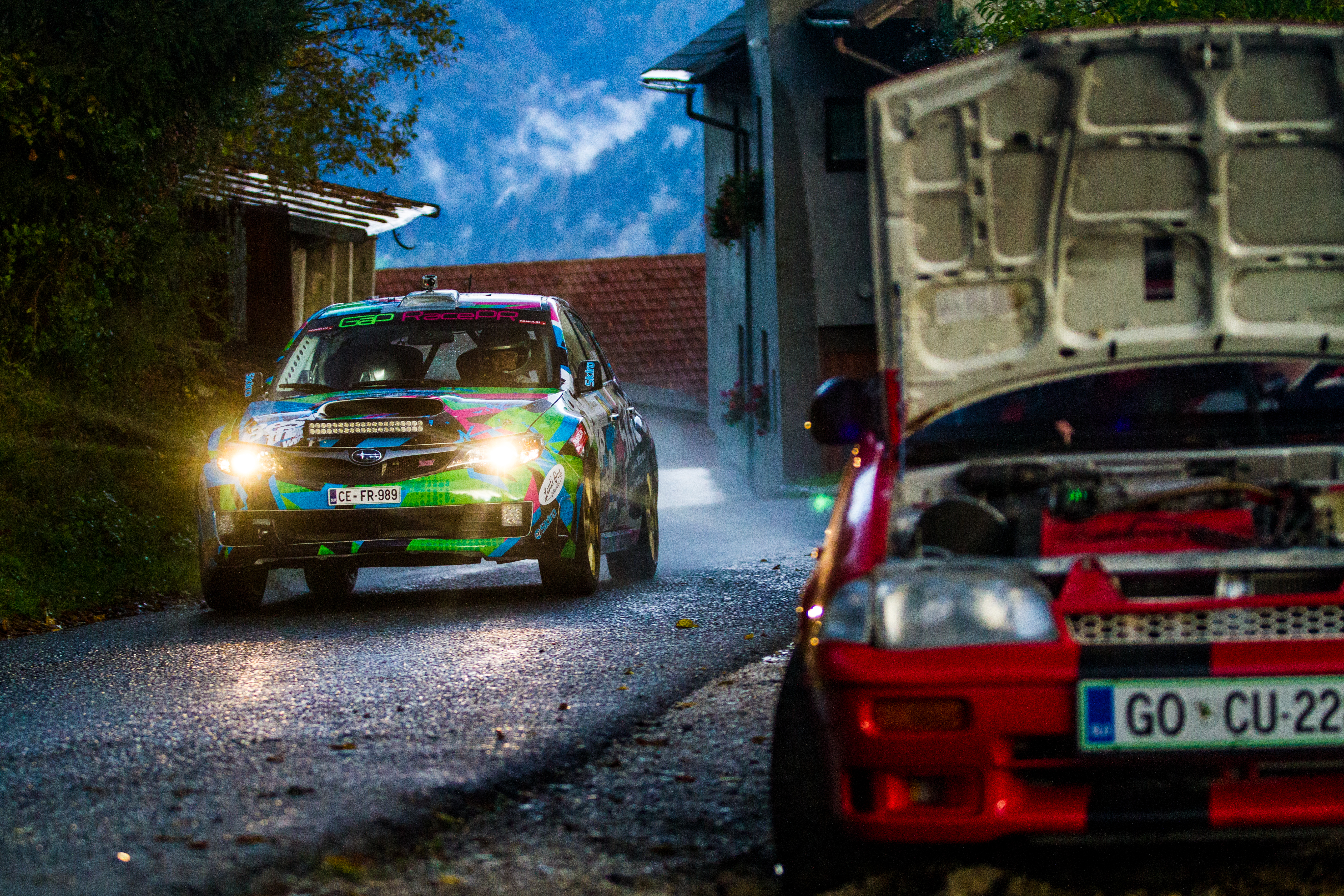 Car Rally Idrija 2015 Subaru impreza wrx sti with broken suzuki swift